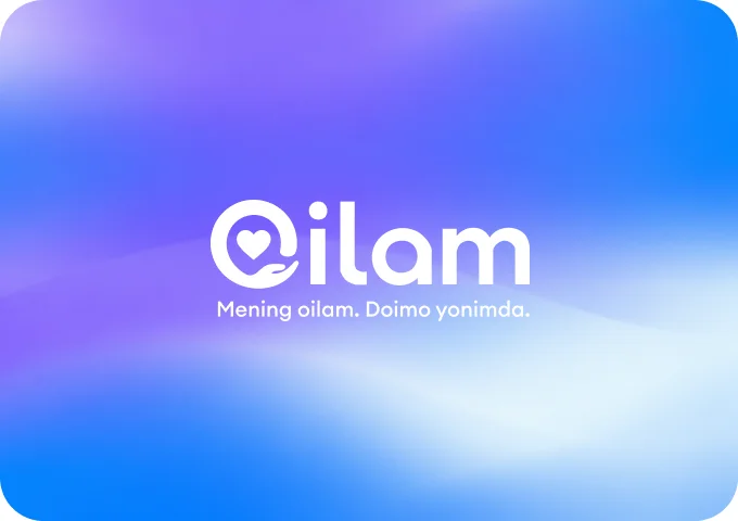 Обложка кейса Oilam: сине-фиолетовый градиент с логотипом